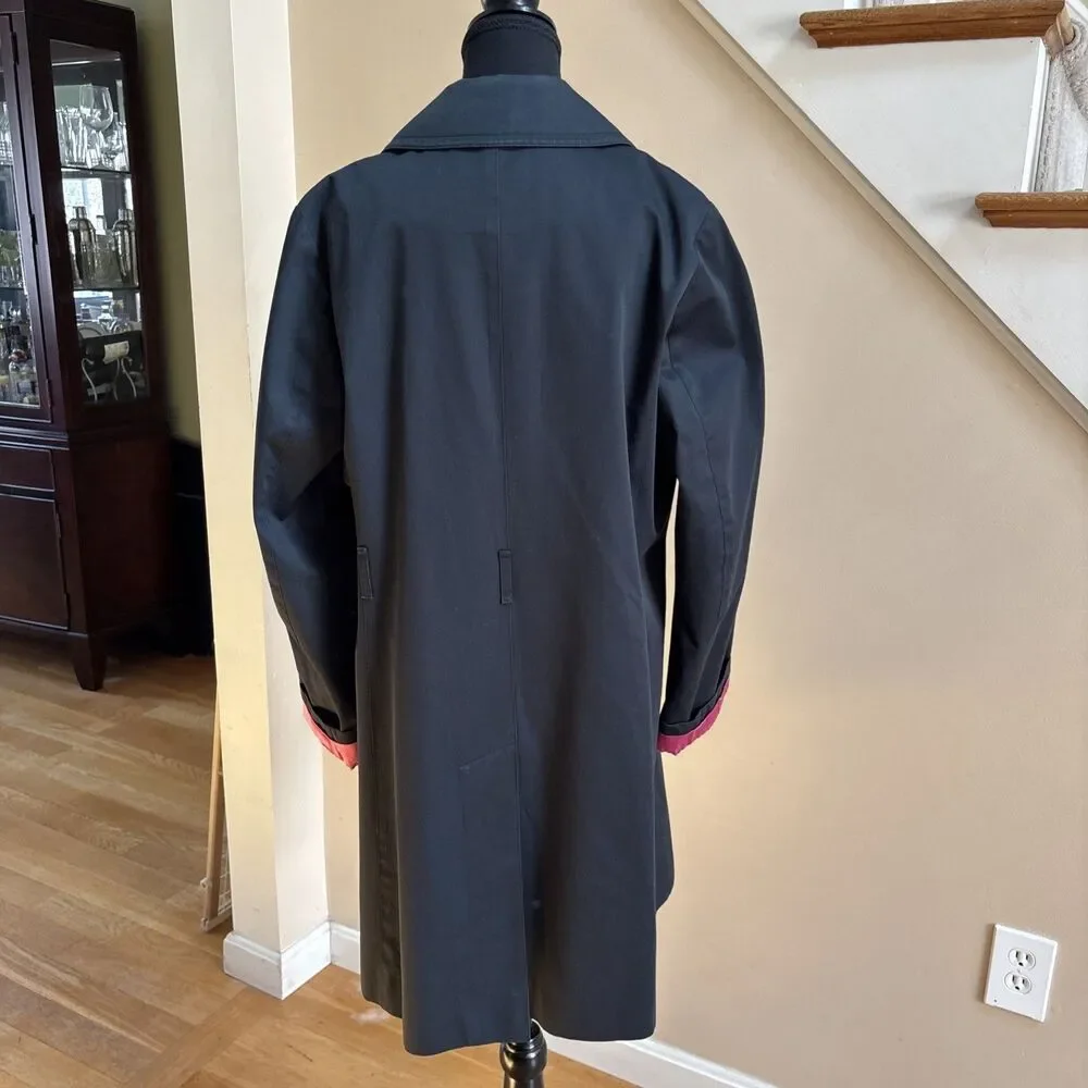 Women’s Fleurette Passport 100% Cotton Black Trench Coat Size 12 Made In USA
